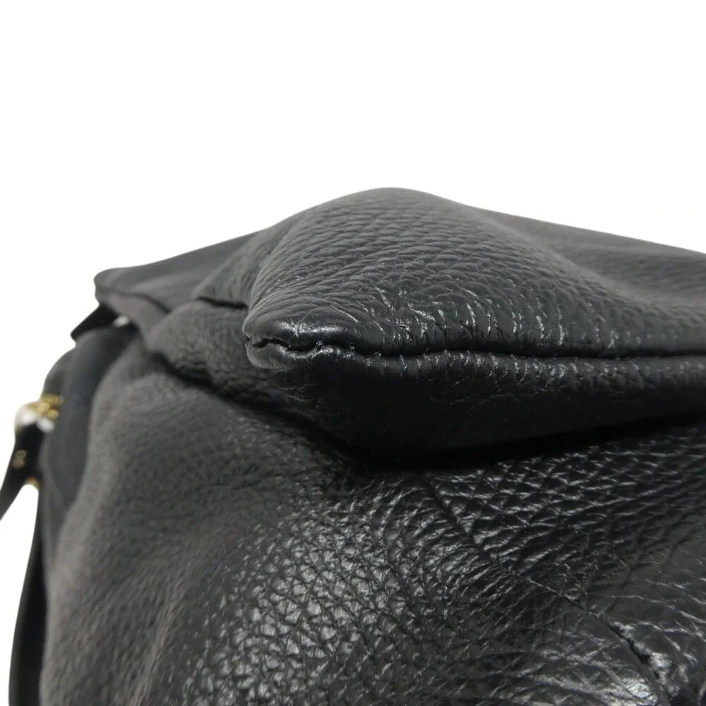L.Credi Convertible Backpack Bag Women Large Black Pebbled Leather Italy